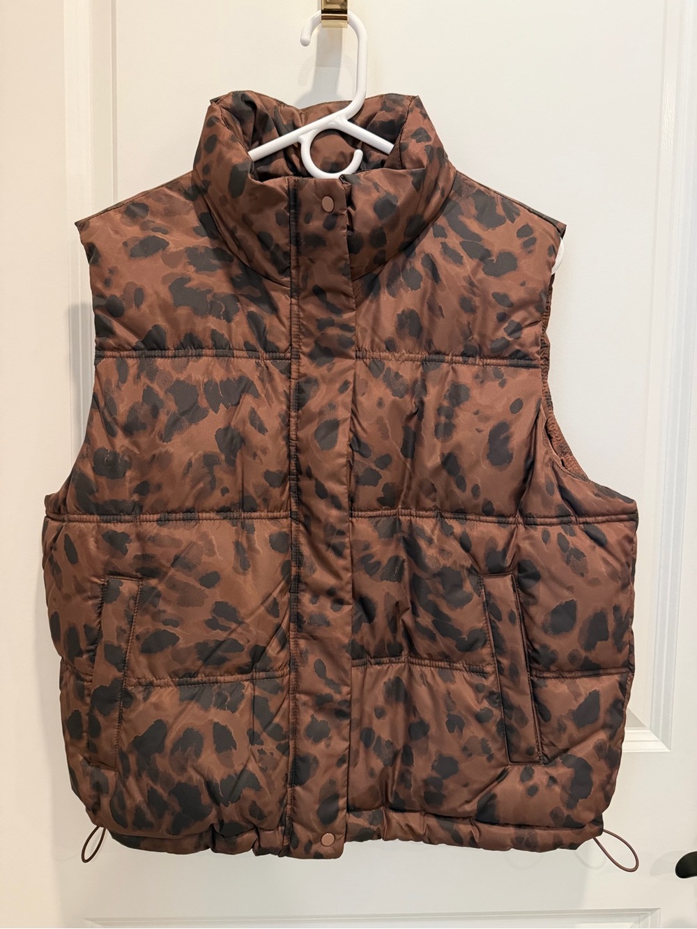 Old Navy • Brown Leopard Print Puffer Vest